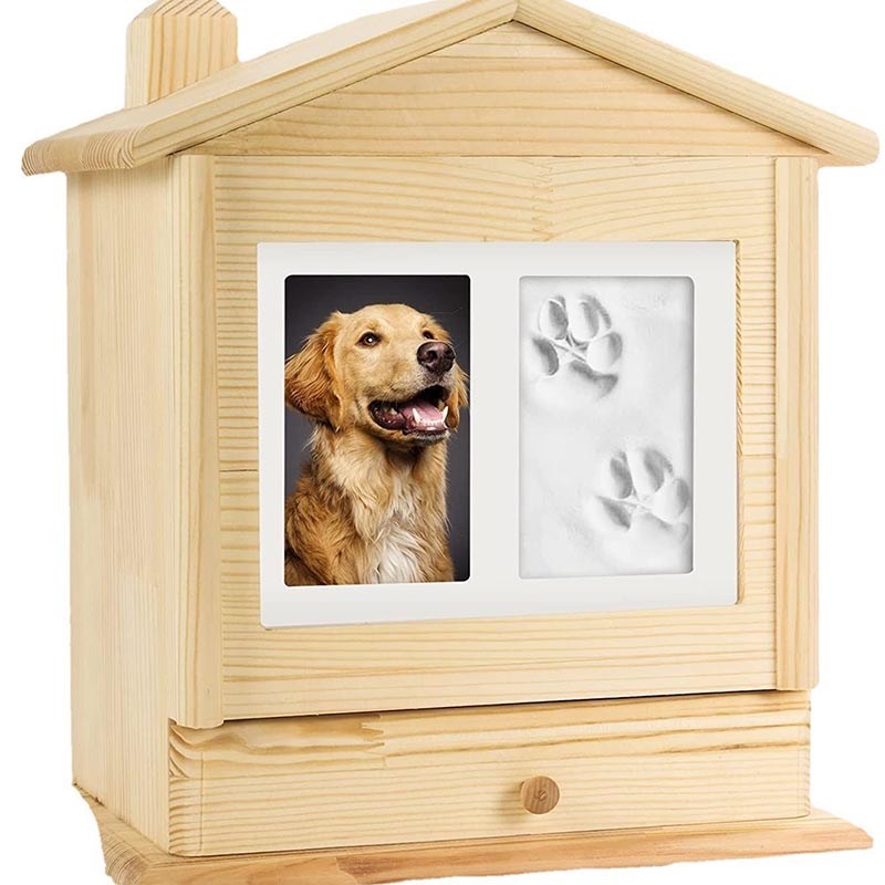 Pine Pet Wooden Urn With Picture Frame